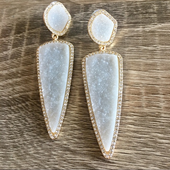 Anthro Druzy Quartz Earrings in grey - Picture 2 of 4